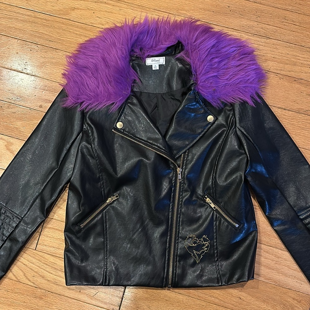 Girls Disney’s Descendant’s Moto jacket with detachable faux fur collar